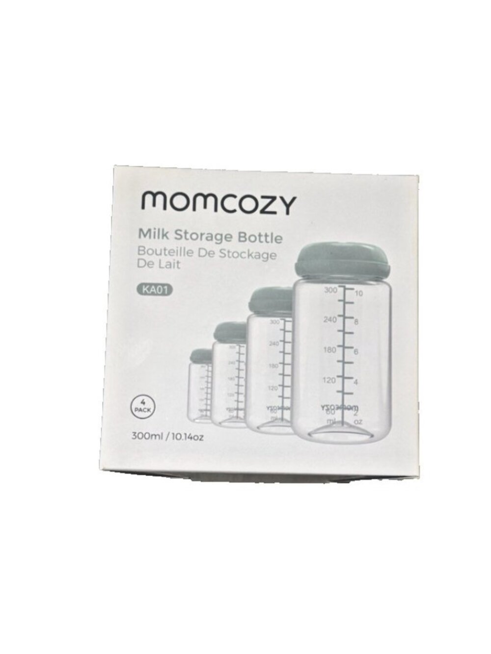 Momcozy Natural Baby Bottle, 10oz Wide Neck Breast Milk Storage Container 4ct - Picture 2 of 7